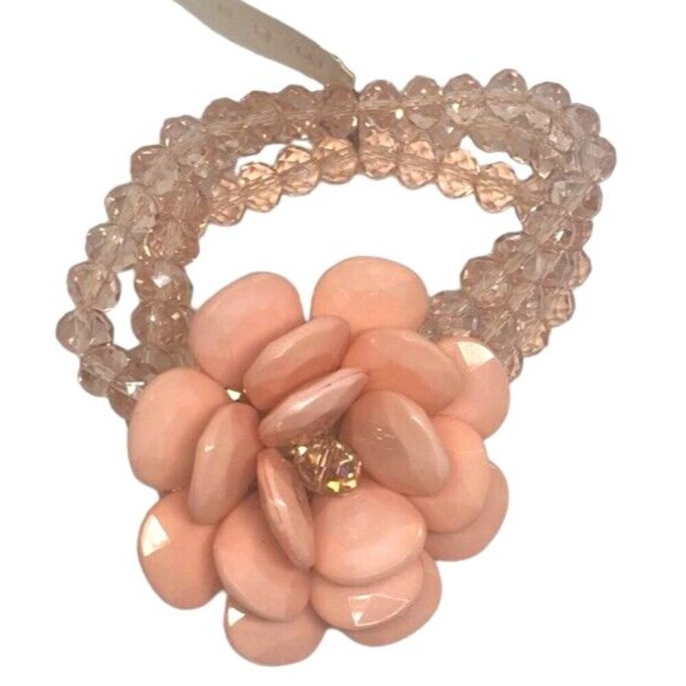 NWT bracelet Fairy M Haskell Pink Flower Beaded Elastic band boho whimsygoth